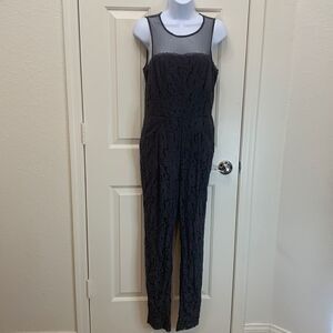 Divided H&M Size 10 Gray Lace Open Back Pockets Pants Jump Suit